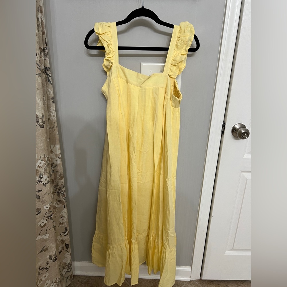 Yellow Ruffled Sleeveless Dress